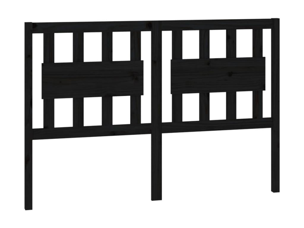 Black headboard 145.5x4x100 cm Solid pine wood
