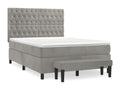 Upholstered bed base and mattress, light grey, 140x190cm, velvet