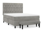 Upholstered bed base and mattress, light grey, 140x190cm, velvet