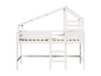 Bunk bed with ladder and white roof, 80x200cm, solid pine wood