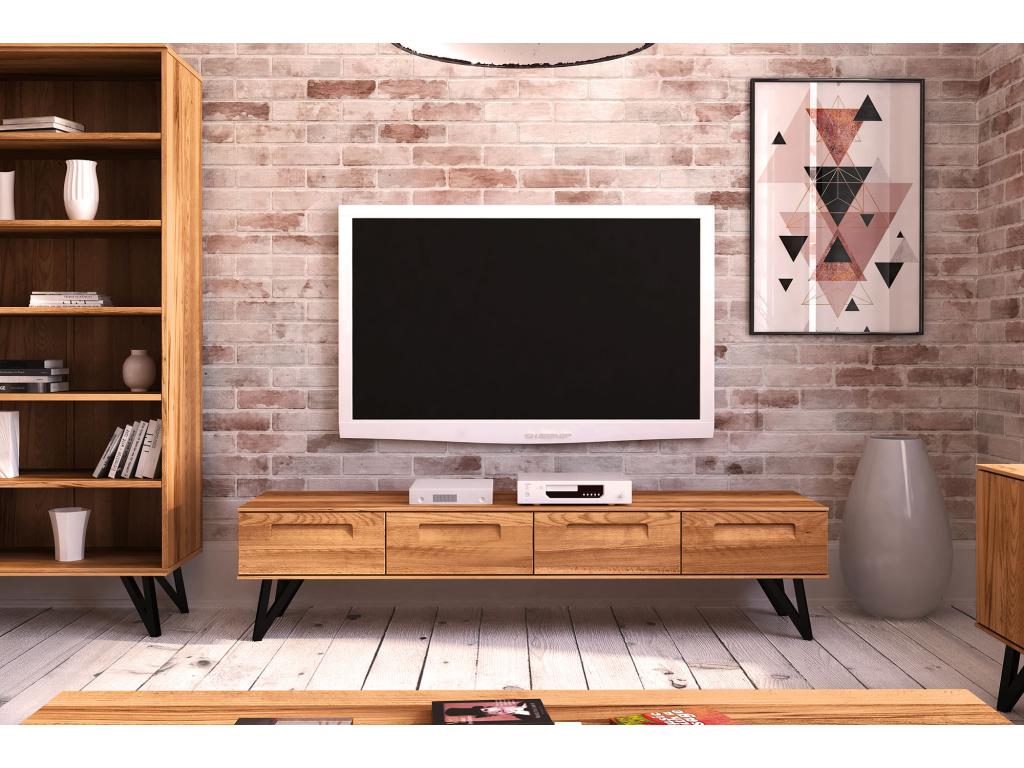 Homzora - TV stand in heartwood beech with a natural oil finish