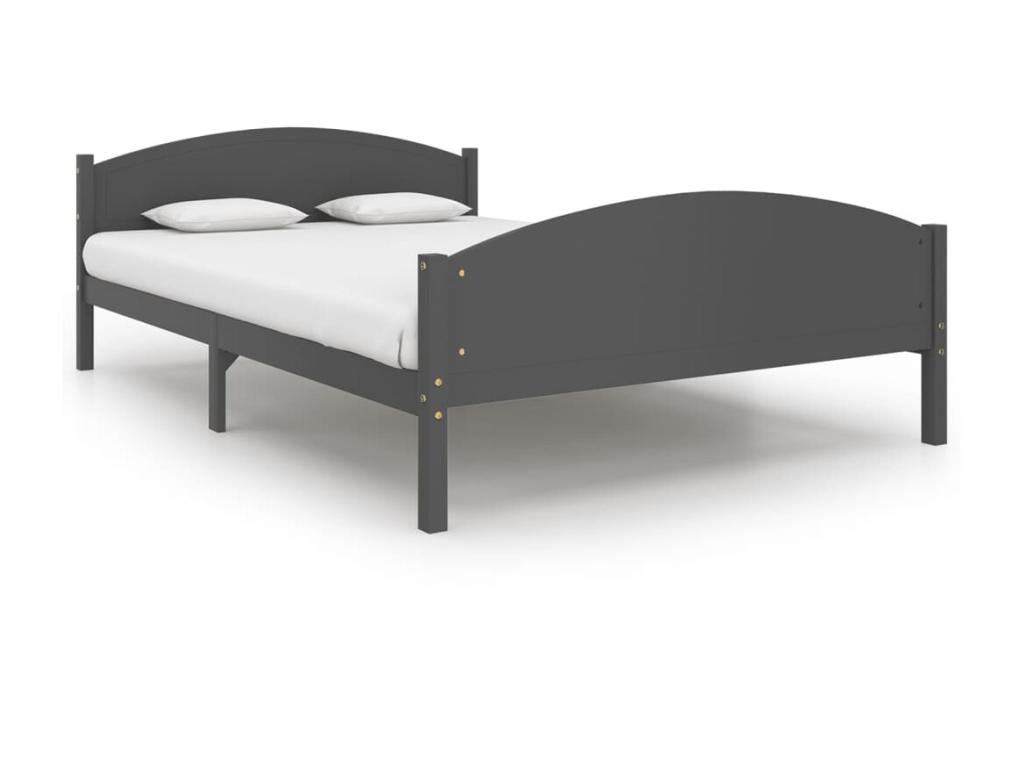 Dark Grey Bed Solid Pine Wood 160x200