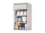 Grey wall-mounted kitchen cabinet with grey wave print curtain, Homzora, W 40 x H 72cm