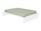 Homzora bed set with 120x200 cm mattress, solid white wood