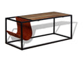 Coffee table with magazine rack, genuine leather, 110x50x45 cm