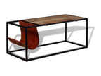 Coffee table with magazine rack, genuine leather, 110x50x45 cm