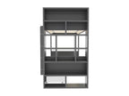 Homzora grey bunk bed 90x200 cm children's bed with storage unit, two drawers, and slatted base
