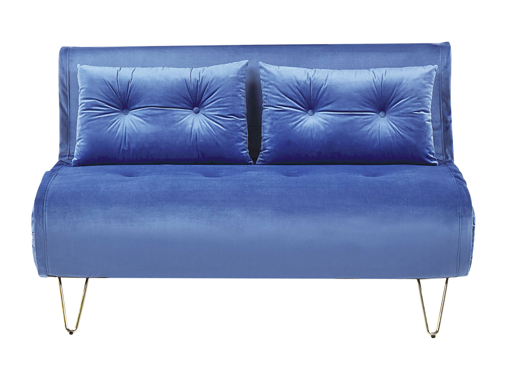 Homzora 2-seater velvet sofa bed in navy blue