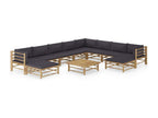 Homzora 11-piece garden furniture set with dark grey cushions