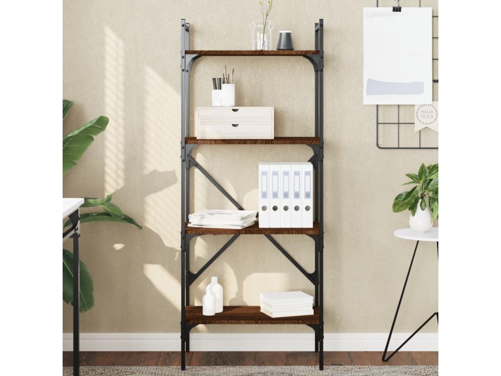 4-tier bookcase, brown oak, 56x31.5x138.5 cm