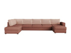 Homzora 262 Corner Sofa, Pink, Sleeping Function, Bedding Box, 370x186x85cm