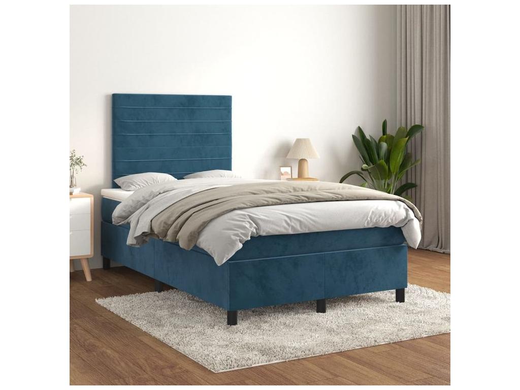 Homzora bed base and mattress, Dark Blue 120x200 Velvet