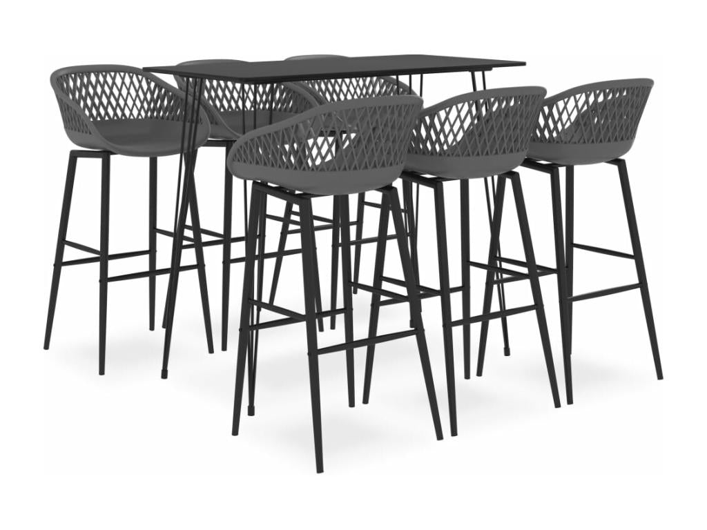 7-piece bar set, black and grey