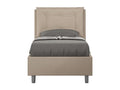 Homzora dove grey faux leather bed with 80x200 padded slatted base