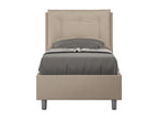 Homzora dove grey faux leather bed with 80x200 padded slatted base