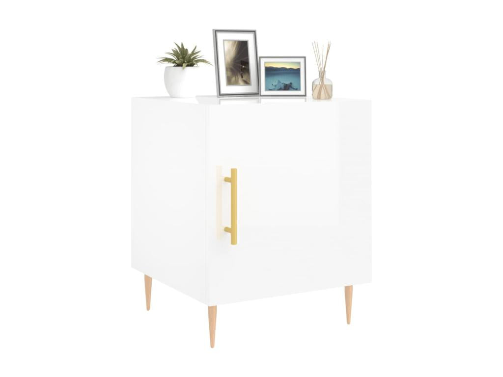 2-piece bedside tables, glossy white, 40x40x50 cm