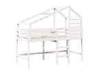 Bunk bed with ladder and white roof, 80x200cm, solid pine wood