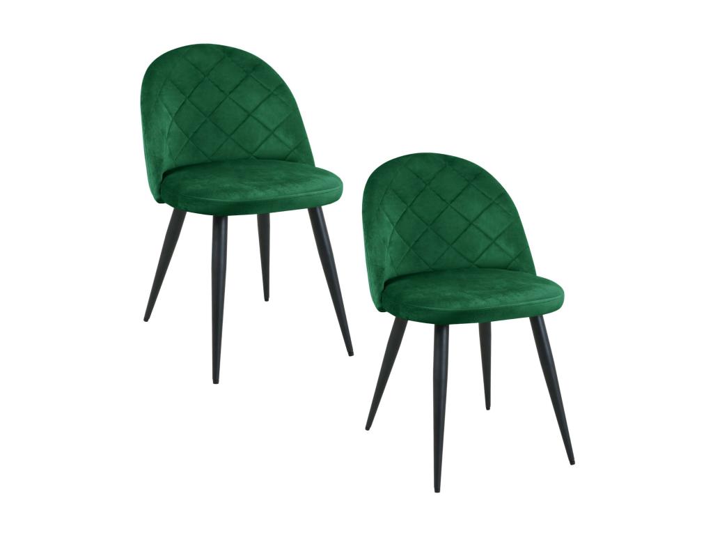 Set of 2 Homzora SJ.077 Bottle Green Velvet Upholstered Dining Chairs