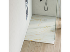 Homzora Extra-Flat Shower Tray - Homzora Calacatta Gold Marble Print Texture - L160 x W90 x H2.6cm - Homzora