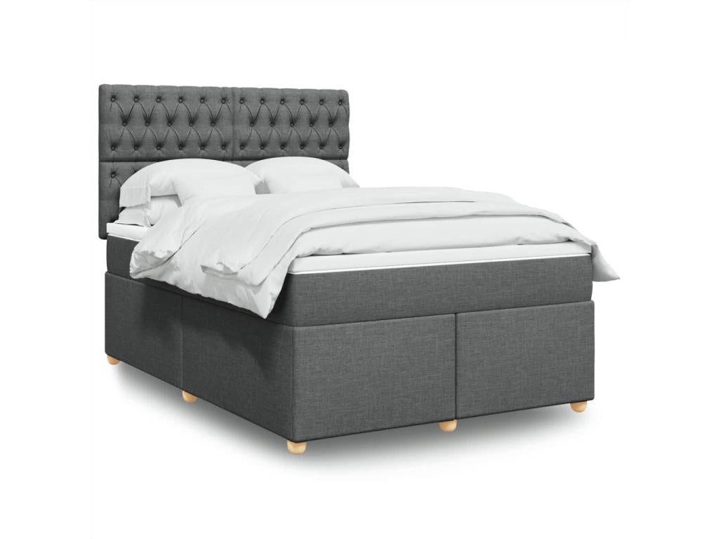 Homzora bed base with mattress, dark grey, 140x190cm, fabric