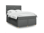 Homzora bed base with mattress, dark grey, 140x190cm, fabric