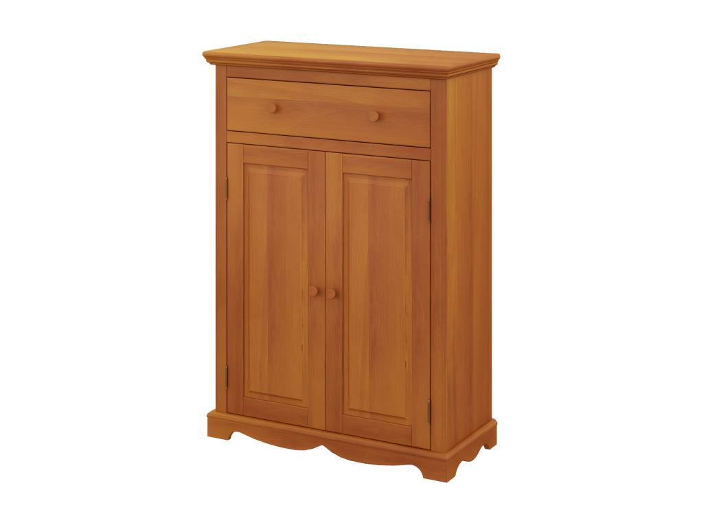 Le Parisien Honey Pine Buffet with 2 Doors, 1 Drawer, 2 Shelves, and 3 Niches. W 94 H 134 D 42
