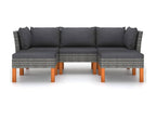 5-piece garden furniture set with cushions, woven resin, grey, 28