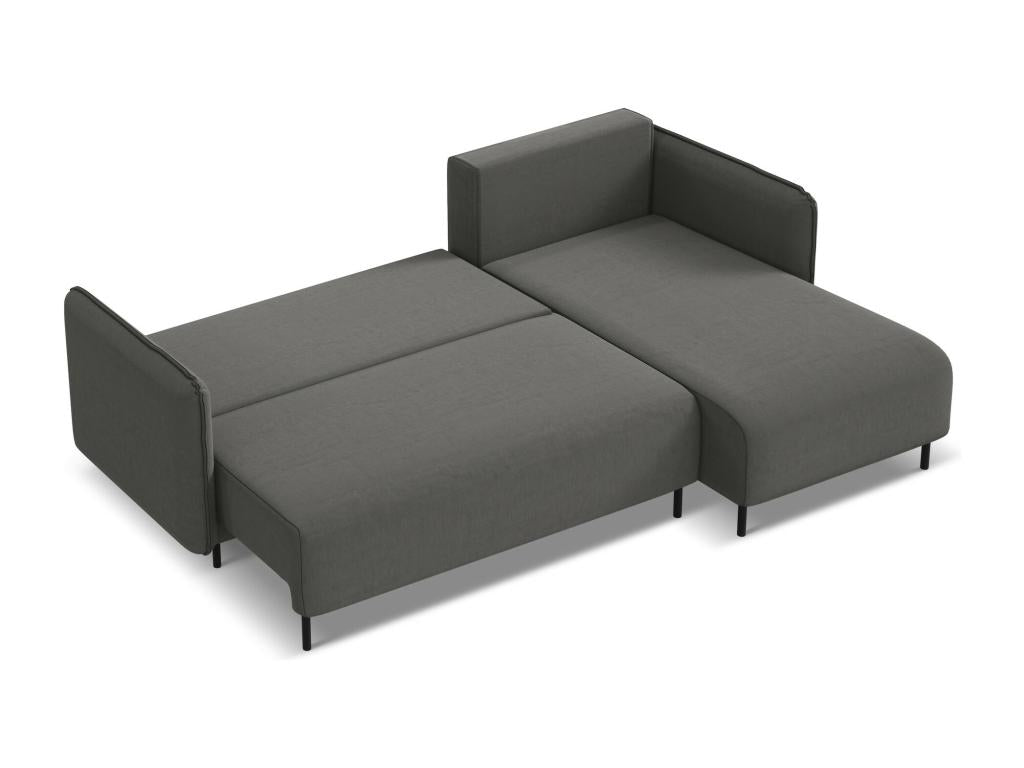 Right-hand corner sofa bed in velvet - steel - Doucezen