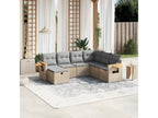 Garden furniture set with cushions, 7 pieces, méHomzora beige woven resin