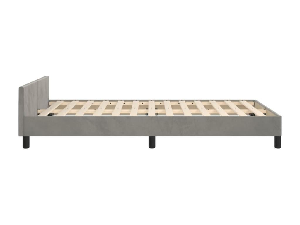 Bed frame with light grey velvet headboard, 120x190