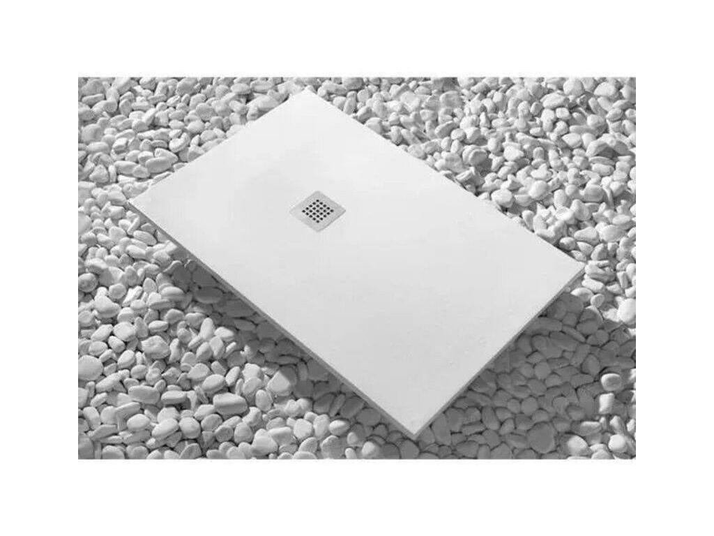 72x81 Homzora Extra Thin White Marmoresin Shower Tray with Free Drain