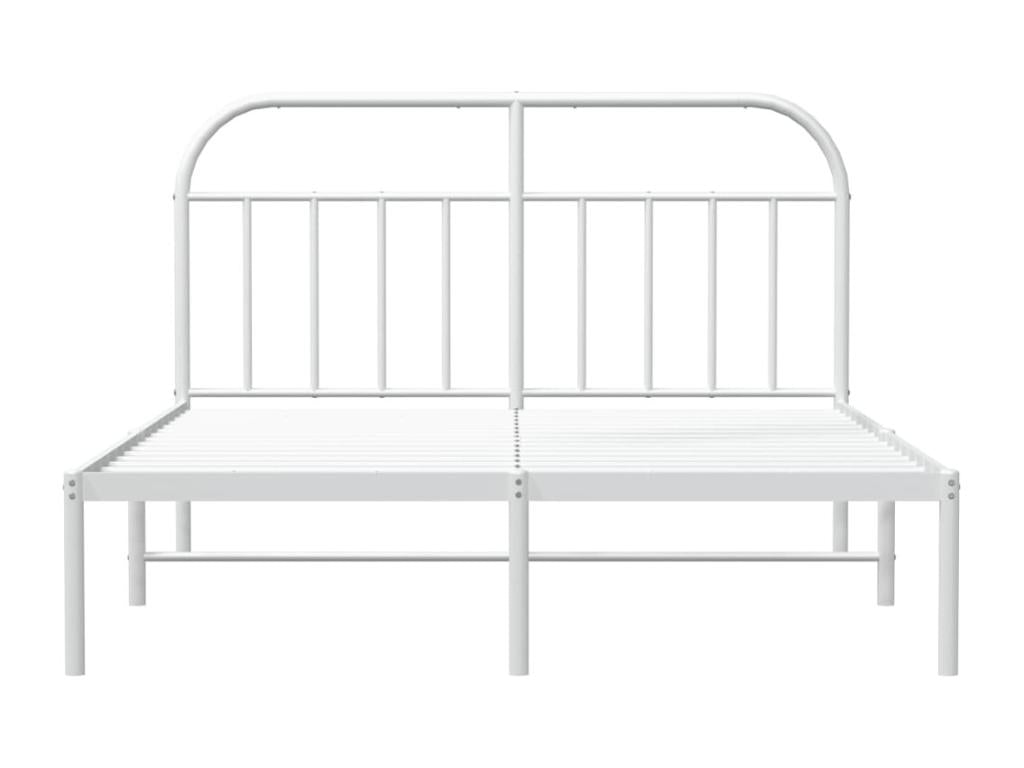 Metal bed frame with white headboard, 140x190 cm