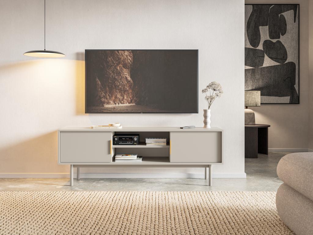 TV stand - 154 cm - two doors with shelves - Homzora grey-beige - Homzora