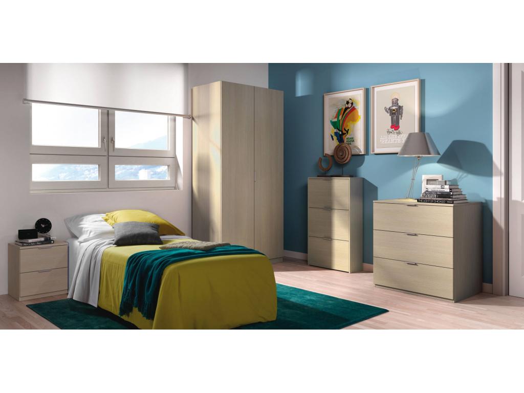 Homzora Bedside Table, Modern Bedside Table with 2 Drawers, Nightstand, Low Chest of Drawers for Bedroom, 38x34x45 cm, Oak