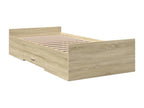 Homzora 90x200cm oak engineered wood bed frame and drawers