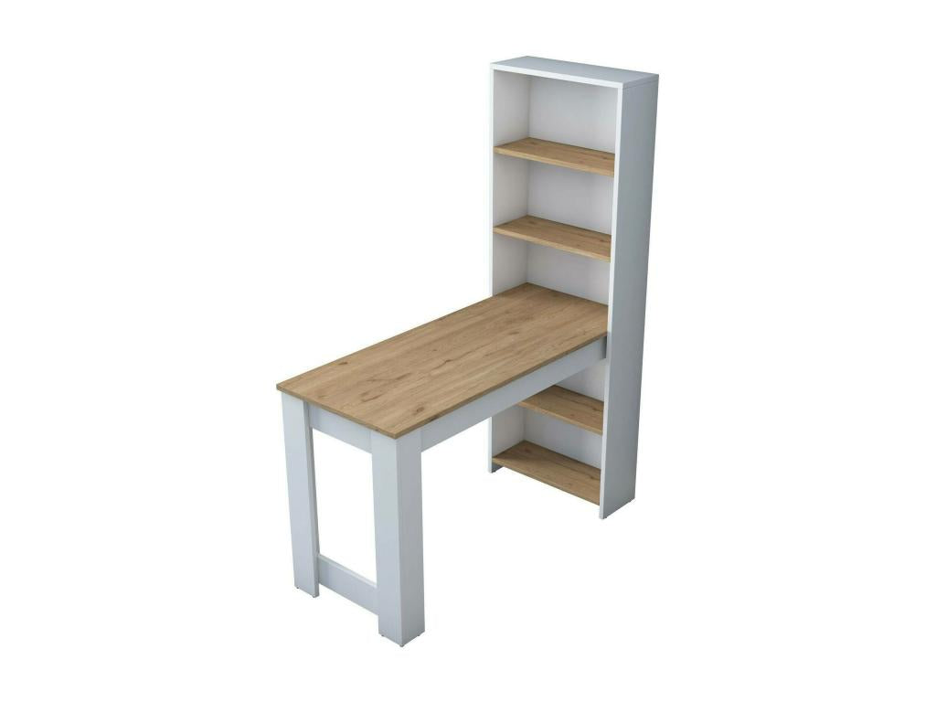 Homzora Fixed Table Kitchen Shelf Dining Console Fixed Rectangular Shelf 120x54x154 cm Walnut and White