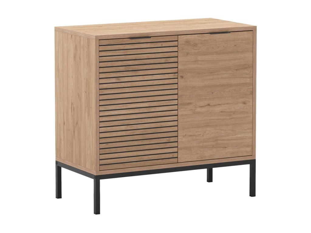 Homzora - 2-Door Storage Unit with Wood Look, Slatted Metal Feet
