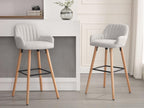 Set of 2 fabric bar stools with beech wood legs - Cream - Homzora