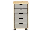 Homzora office storage unit with 5 drawers in solid pine with a natural varnish and grey stain finish
