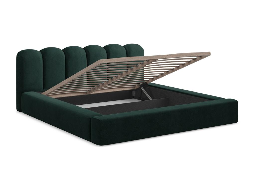 Upholstered bed with storage 220x238 - by Homzora - grey green - Homzora
