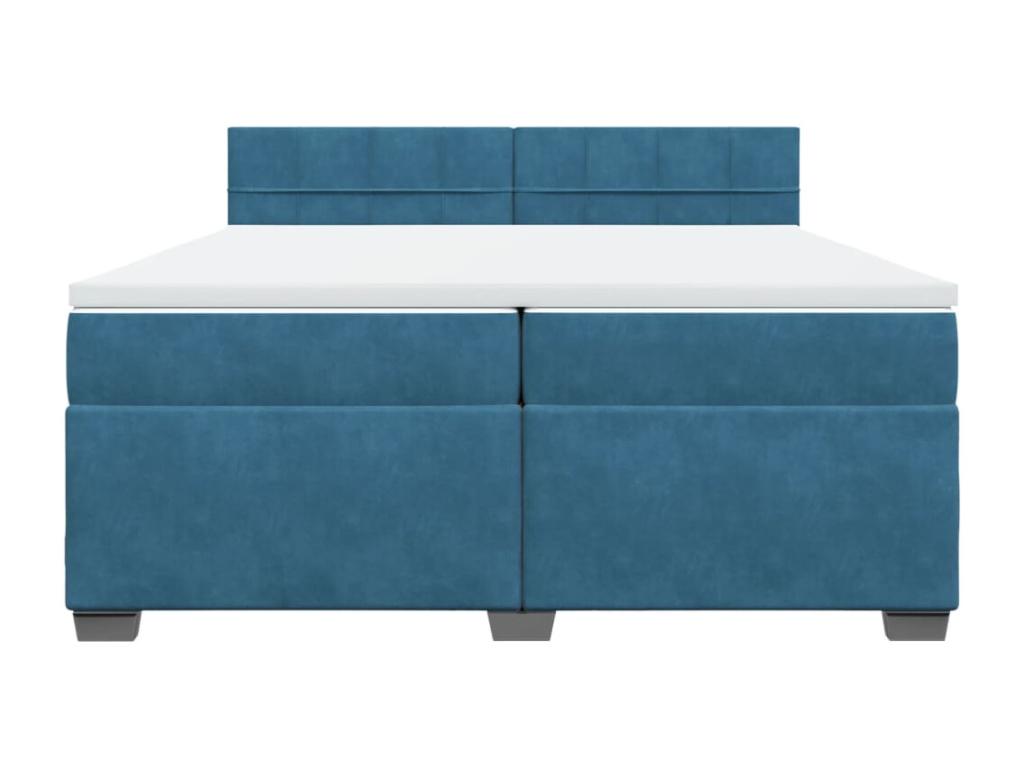 Homzora bed base and mattress, blue, 200x200 cm, velvet
