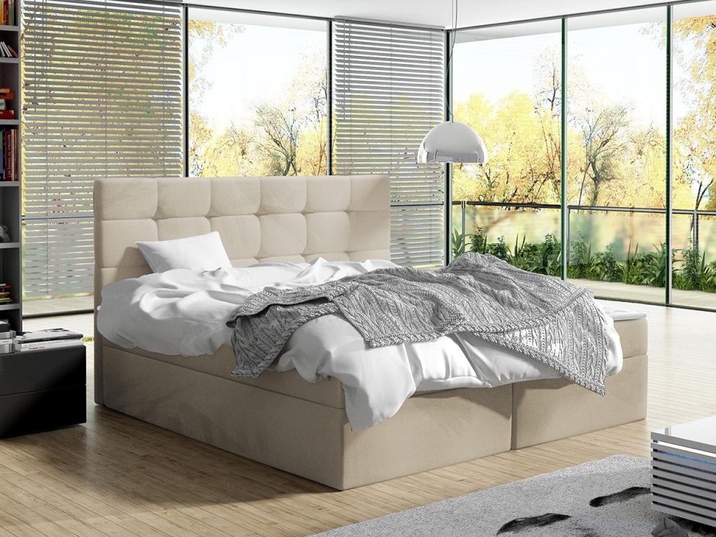 Homzora 196 Continental Double Bed, Light Brown, 160x200cm, Upholstery 163cm