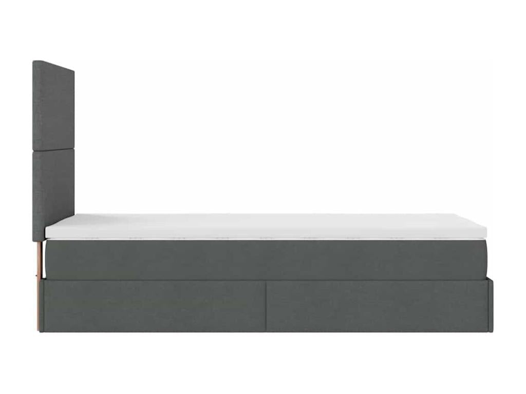 Ottoman bed frame with dark grey mattress 80x200 cm fabric