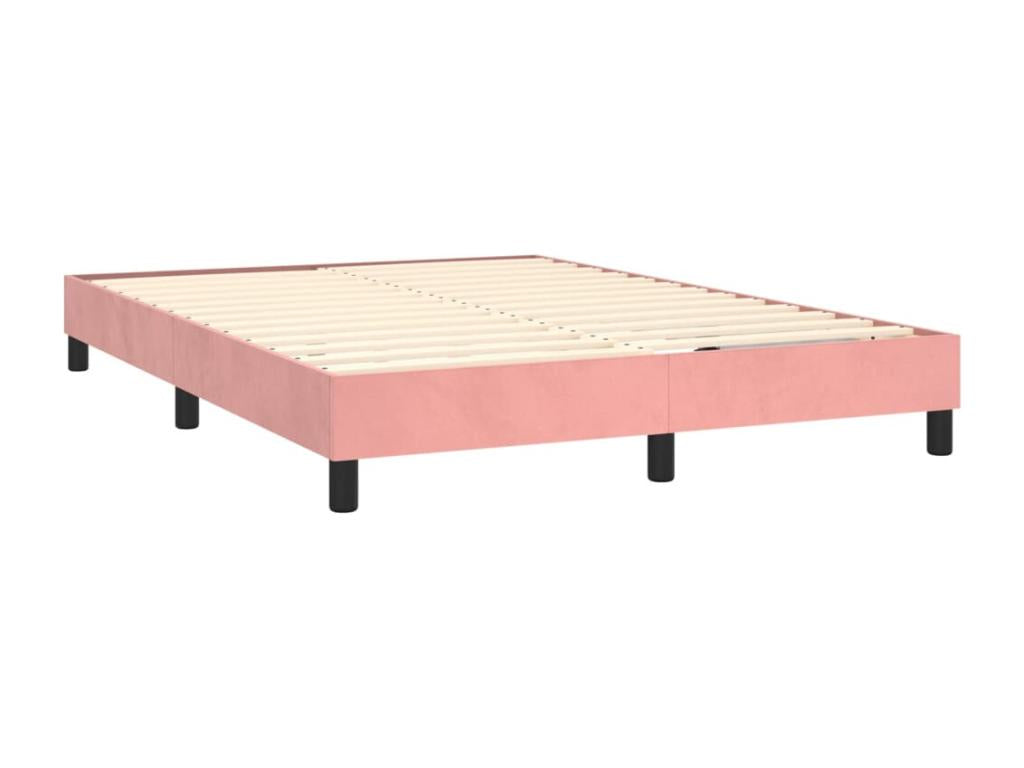 Upholstered bed base with mattress, pink, 140x190 cm, velvet