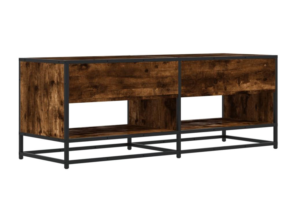 Smoked oak TV stand, 120.5x40x46 cm, engineered wood and metal