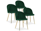 Set of 4 Homzora Green Velvet Chairs with Gold Legs