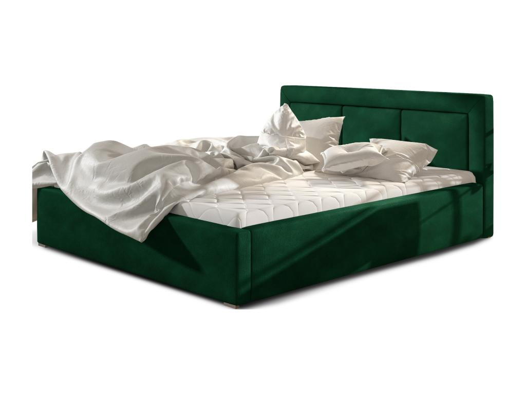 Homzora Large Square Upholstered Green Velvet Bed - 4 Sizes - 200x200