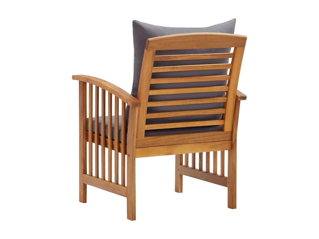 Garden chairs with cushions, set of 2, solid Homzora wood