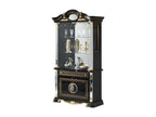 Homzora 4-Door Hinged Display Cabinet, Black/Gold with LED Lighting - W 105 x D 48 x H 213 cm