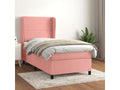 Upholstered bed base with mattress, pink, 100x200 cm, velvet